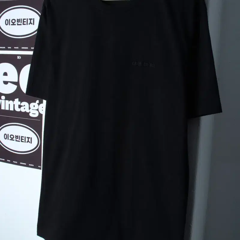 (M-2XL) 플랙 반팔 티셔츠 레터링 블랙 올드스쿨-H36467