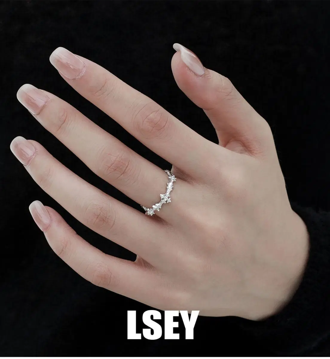 LSEY 실버 큐빅 나뭇가지 반지