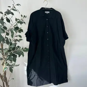 SEASON REASON 면 100% 셔츠 원피스 루즈핏 블랙