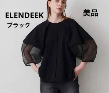 새상품급 ELENDEEK 엘렌딕 시어 소매 블라우스 블랙