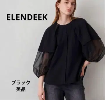 새상품급 ELENDEEK 엘렌딕 시어 소매 블라우스 블랙