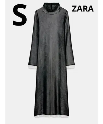 [미사용 새상품 택 포함] ZARA 시어 하이넥 원피스 블랙 S