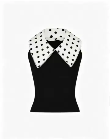 Bibiy BETTY DOT TOP 슬리브리스 도트 무늬 카라 부착