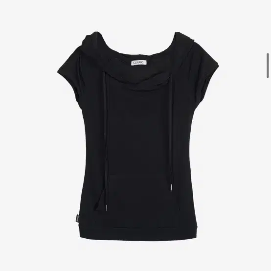 CERRIC SWEAT HOODIE HALF TOP / BLACK