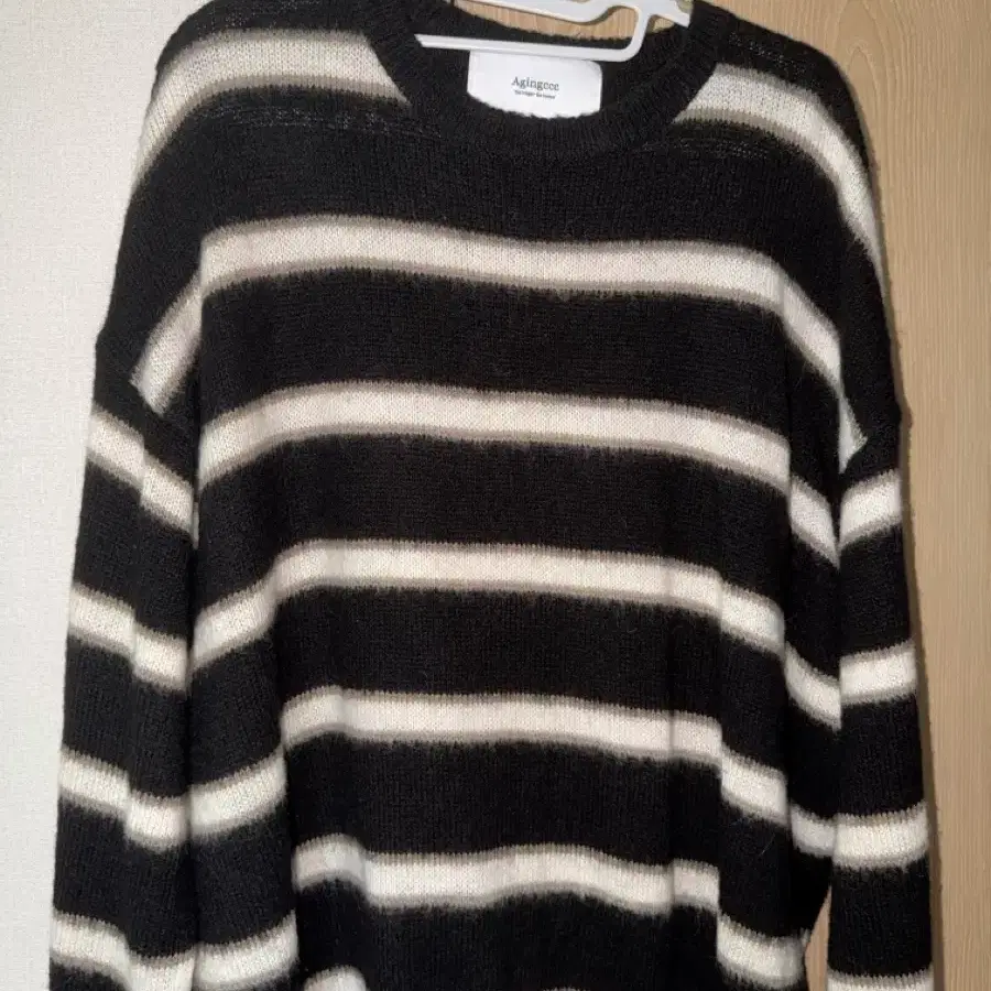 Agingccc Wool Mohair Stripe Knit (Black)