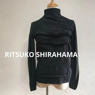 리츠코 시라하마 변형 드레이프 하이넥 상의 블랙 S