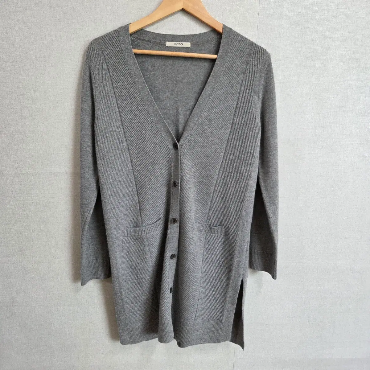 BCBG 여성 롱 그레이 모 가디건 85 JJ3412