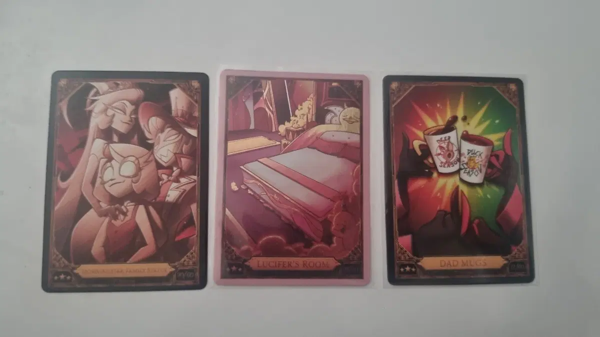 개별가능 해즈빈호텔 트레이딩카드 루시퍼 세트-Lucifer's room 루시퍼 방 핑크포일 /Morningstar family statue/Dad mugs 머그컵