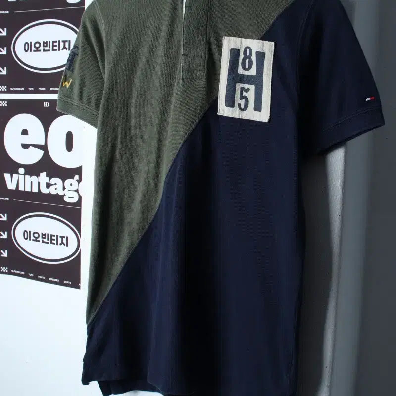 W(S-M) 타미힐피거 반팔 카라 티셔츠 배색 자수 럭비-H36345