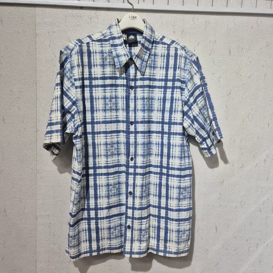 나이키 체크무늬 반팔 셔츠 블루
