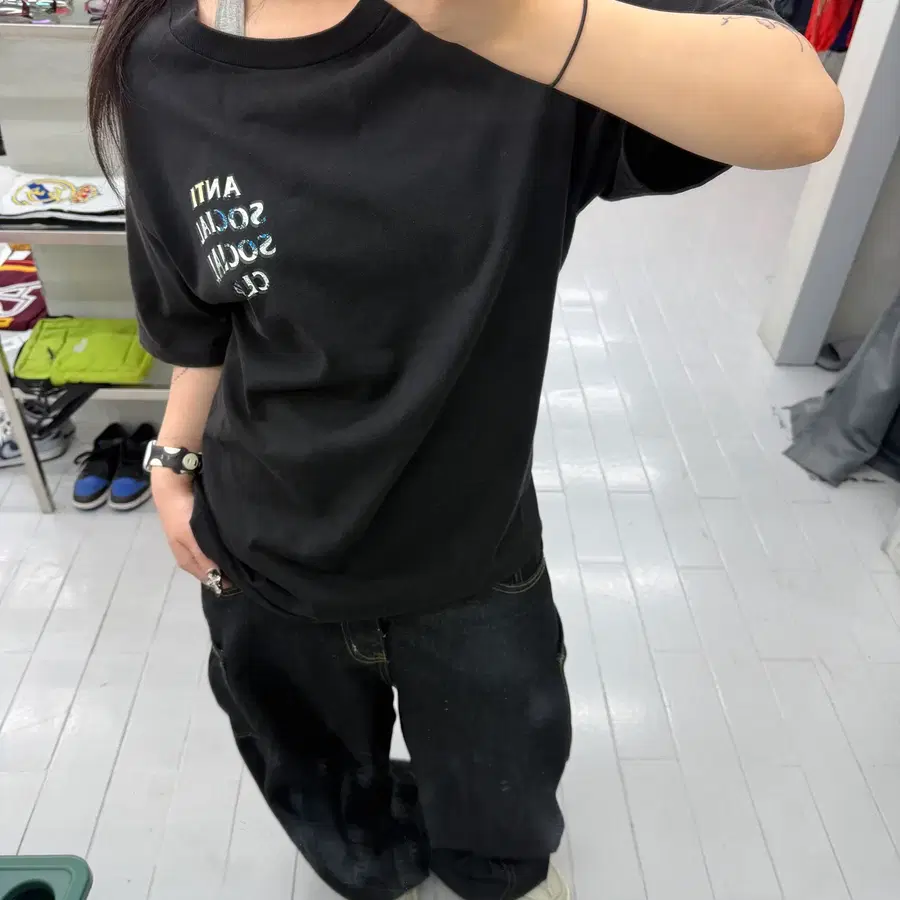 (L) 안티 소셜 소셜 클럽 오리지널 로고 블랙 반팔 티셔츠
