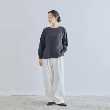 린넨 T셔츠 긴팔 네이비