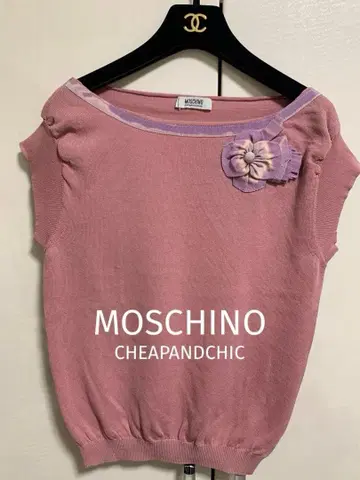 MOSCHINO 모스키노 반팔 니트 플라워 모티브/USA 4 size