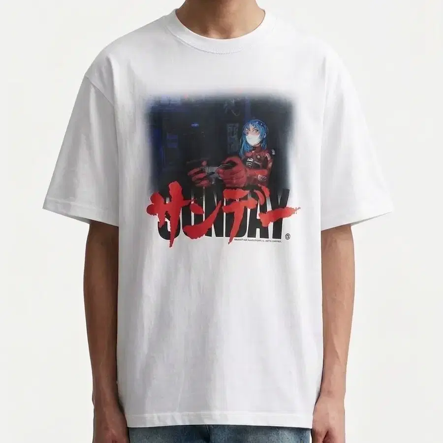 (새상품) 선데이 오프 클럽 애니메이션 반팔티 화이트 L,XL (사이즈2종류)