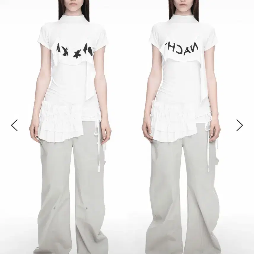 나체 2-WAY PRINTED SLIM T-SHIRT IVORY