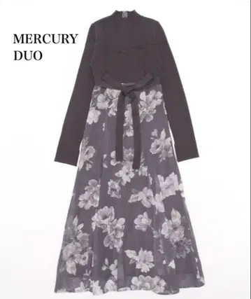MERCURYDUO 플라워 도킹 롱 슬리브 원피스 퍼플