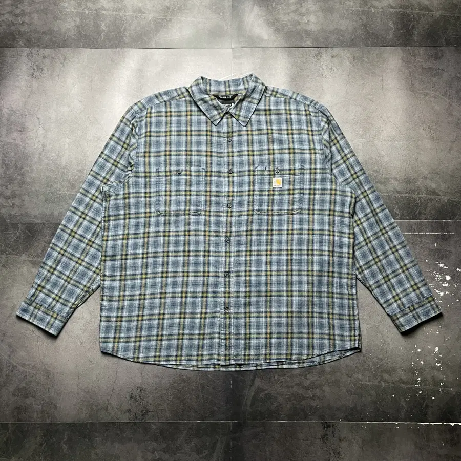 CARHARTT 칼하트 블루 체스트포켓 체크 워크셔츠 A01380