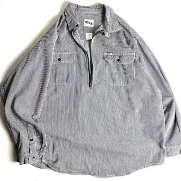 [90s] KEY/키/2XL 히코리 풀오버 하프 지퍼 셔츠/아메카지