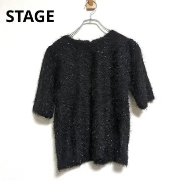STAGE [ 새상품 ] 니트 반팔 라메 크루넥 [ 프리 사이즈 ]