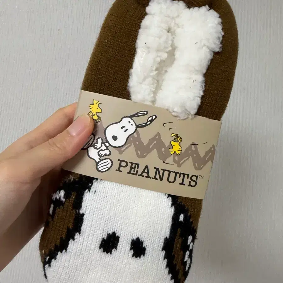 스누피 수면 양말(23-25cm) 브라운