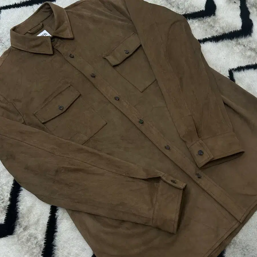 [한국L]ZARA 투포켓 스웨이드 셔츠/브라운