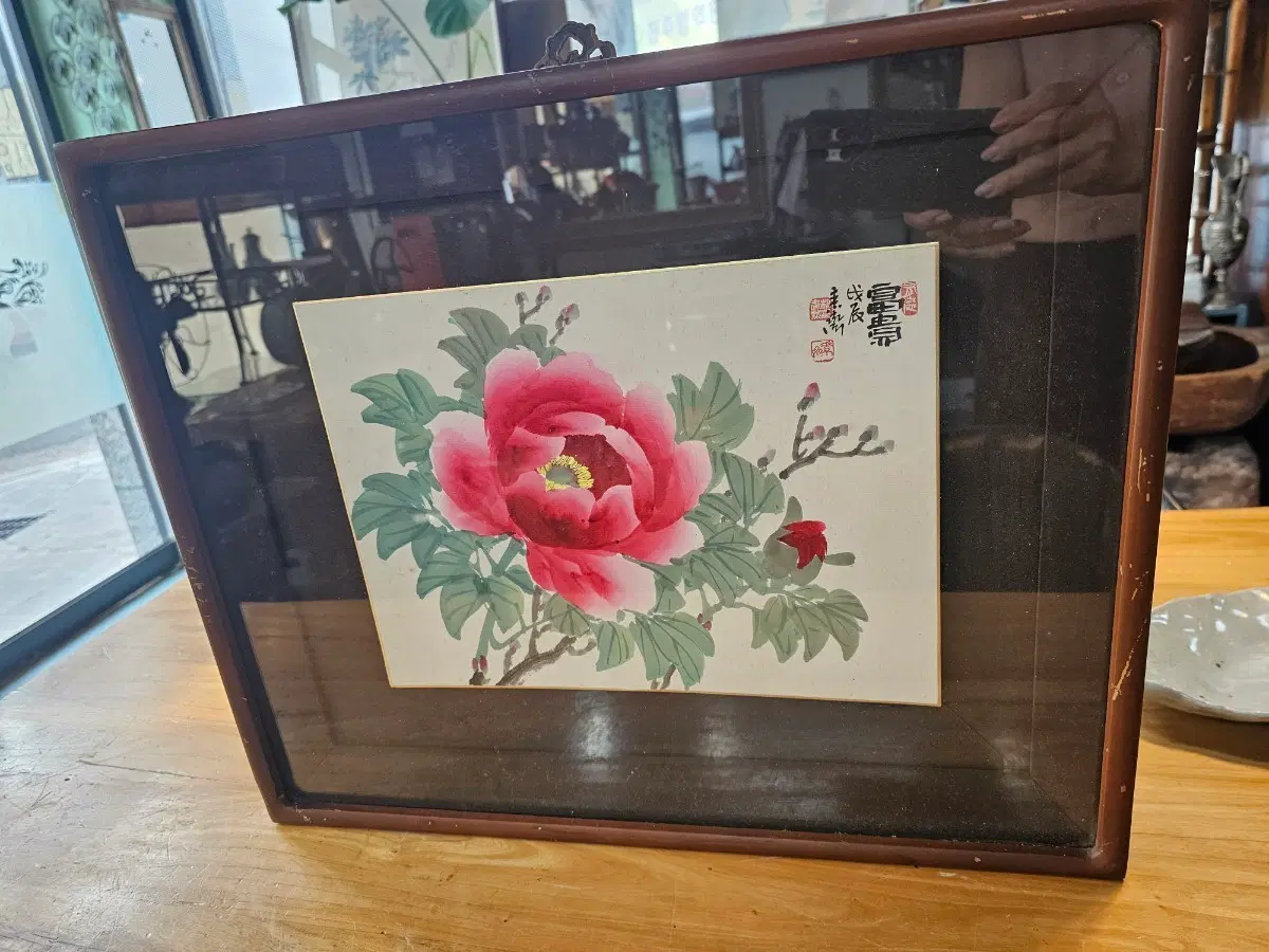 소재. 박춘묵. 목단그림. 51. 42. 두께5