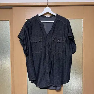 HUGU 데님 셔츠 블라우스 블랙 계열