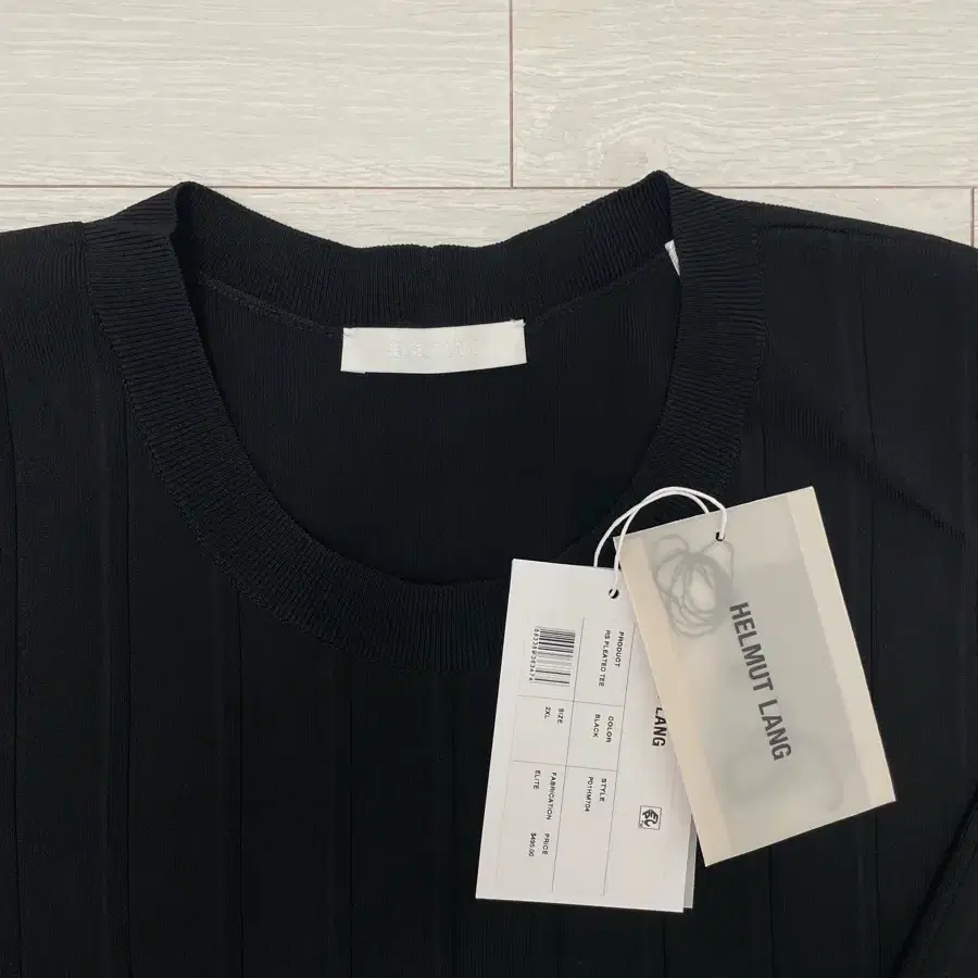 (새상품) 헬무트랭 (HELMUT LANG) RIB PLEATED TEE 2XL 블랙