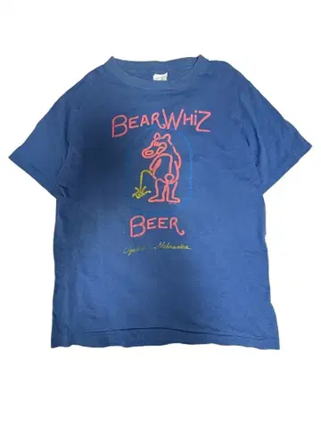 80s BEAR WHIZ BEER 티셔츠 로버트 라무 구제 의류