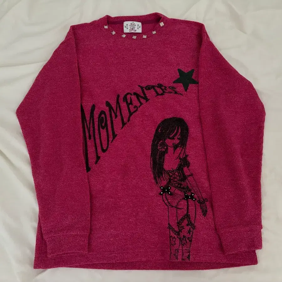 모멘텔 핑크 니트 momentel studded knit