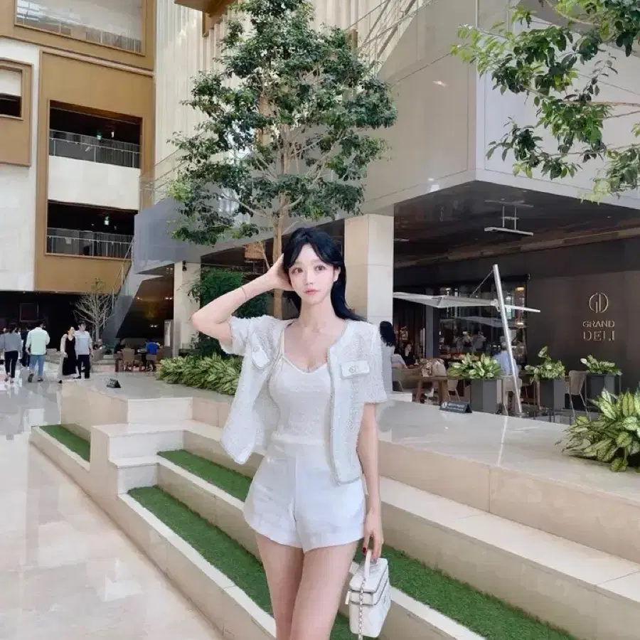 트위드 반팔 자켓