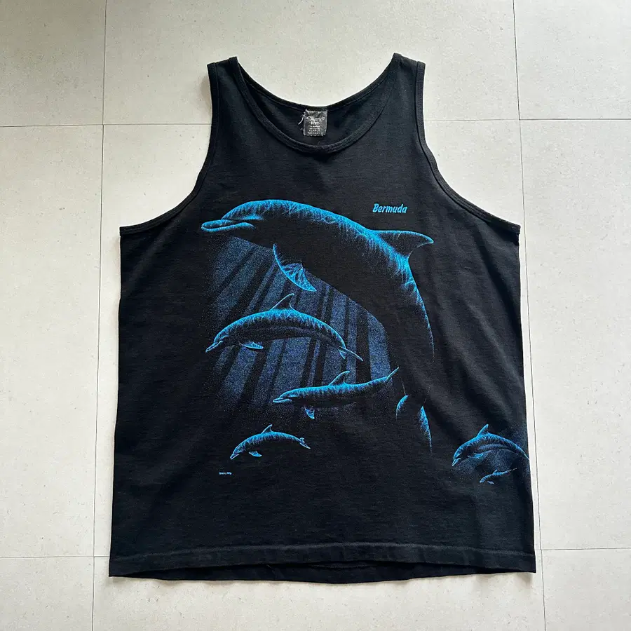 [XL] 90s MADE IN USA 싱글스 돌고래 그래픽 나시