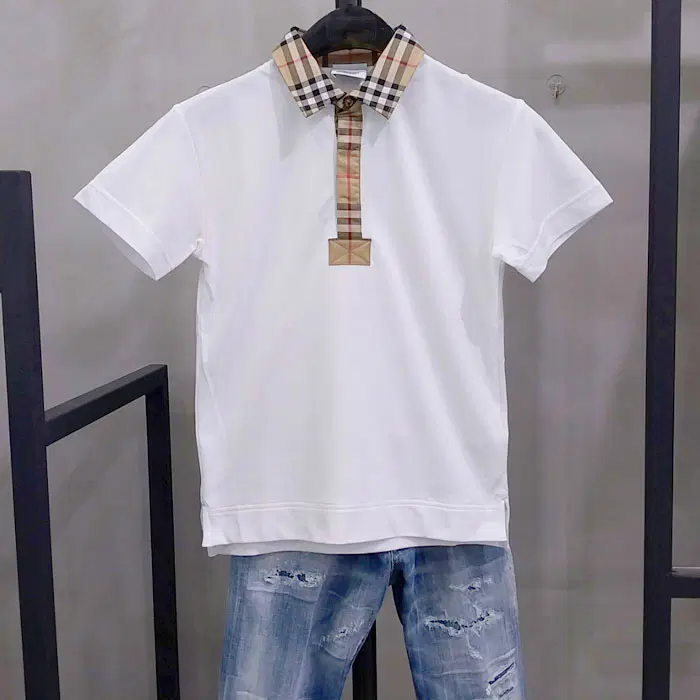 버버리 키즈 반팔 카라 티셔츠
