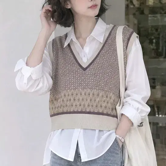 크롭 조끼