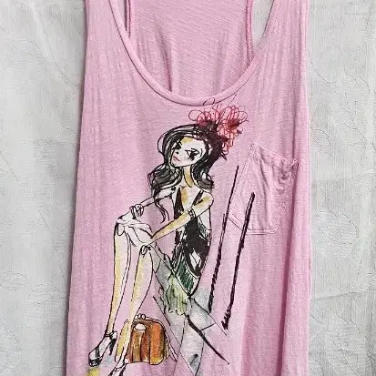 자라(ZARA) 빈티지 일러스트 그래픽 탱크탑