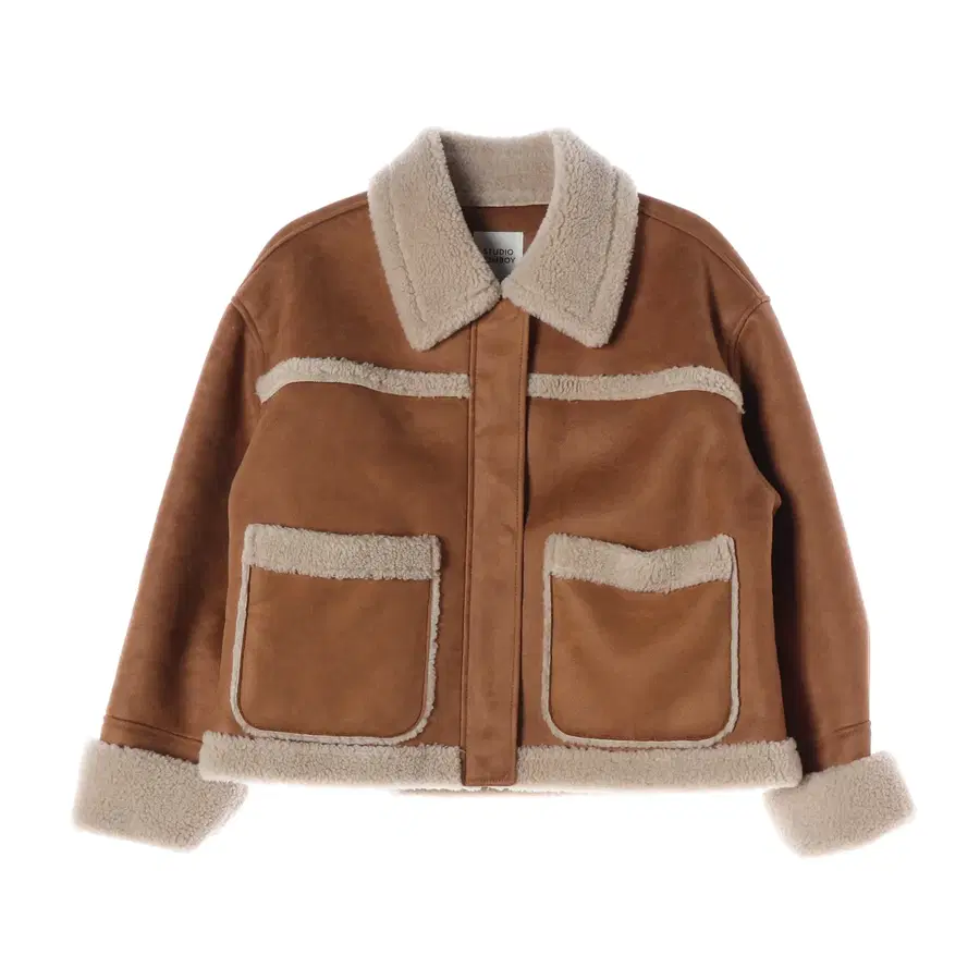 스튜디오 톰보이 22FW 오버핏 시어링 무스탕 브라운