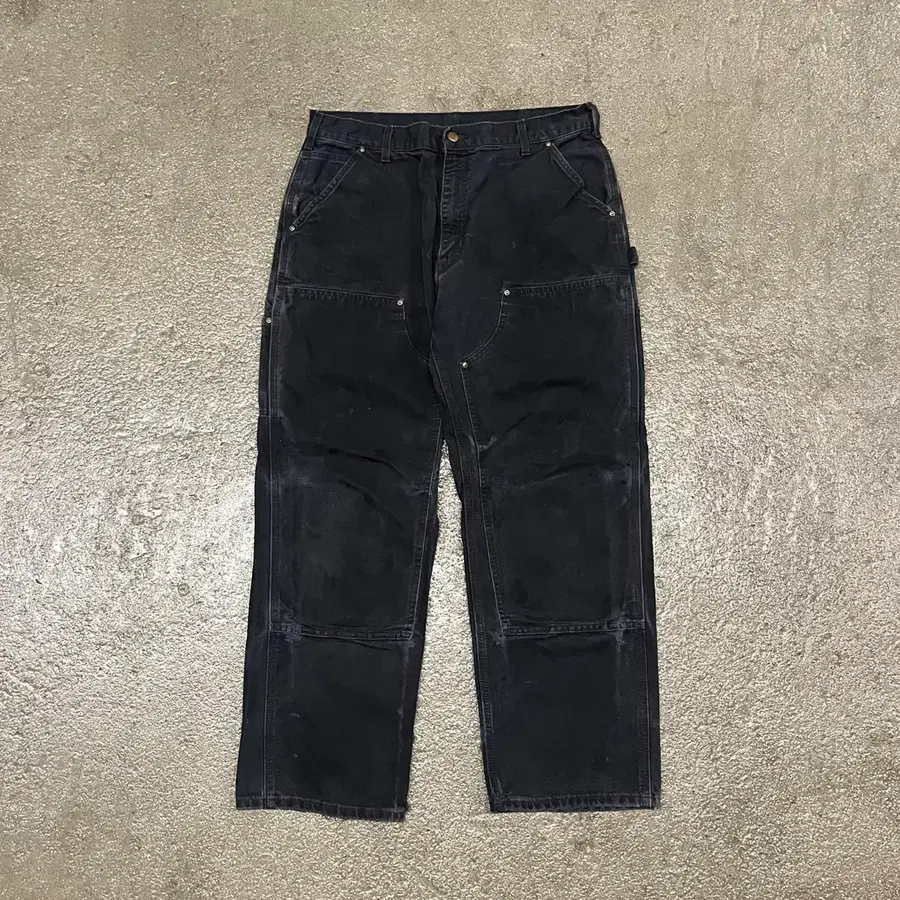 Carhartt 블랙 더블니 워크 팬츠 (34)