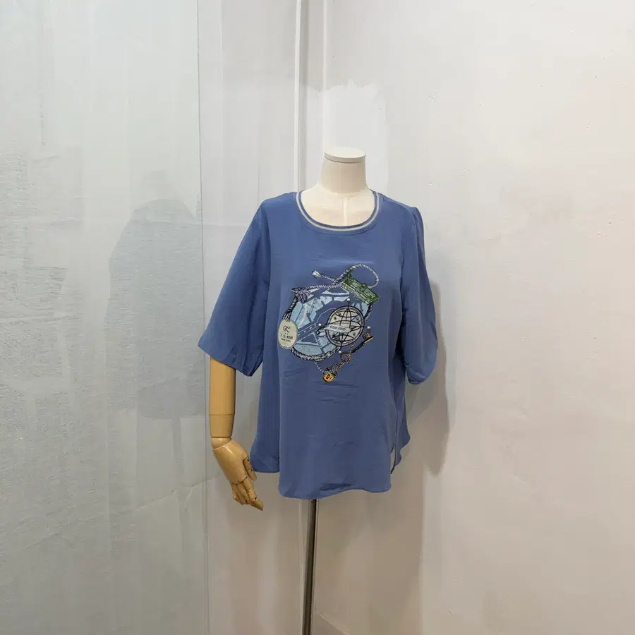 오버핏 블라 진주 반팔블라우스 반팔셔츠 5043