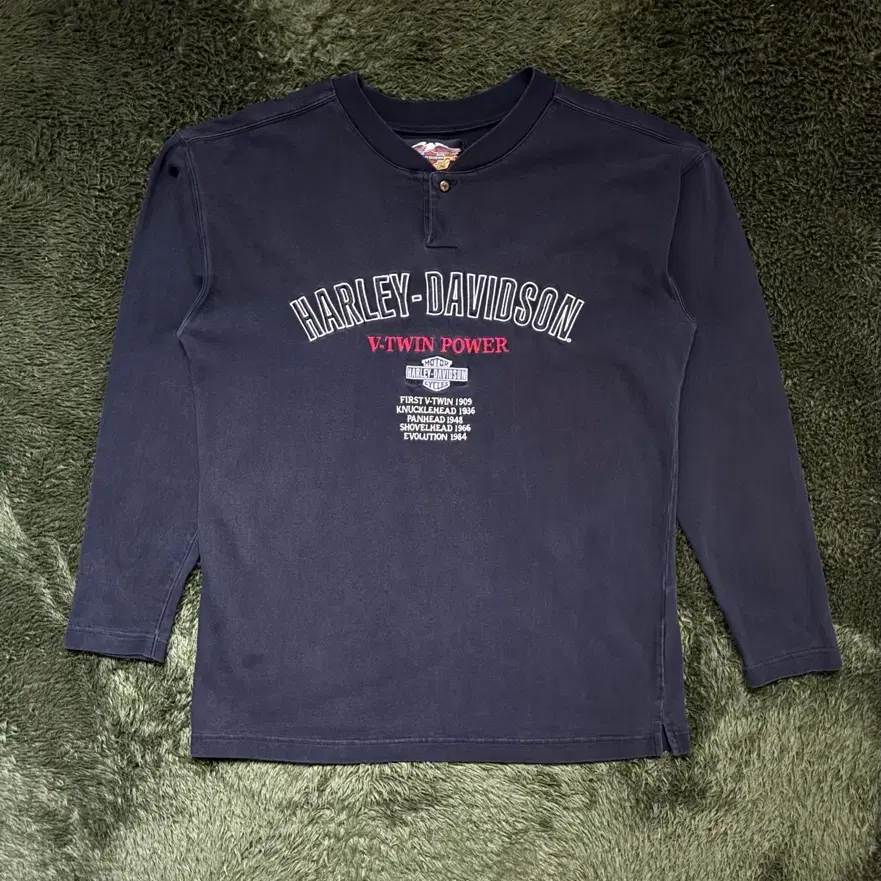 [L] 할리데이비슨 2002 V-Twin 원버튼 헨리넥 롱슬리브