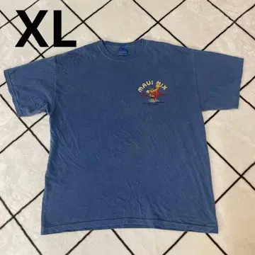 마우이닉스 T셔츠 크루넥 백프린트 XL 파랑 코튼