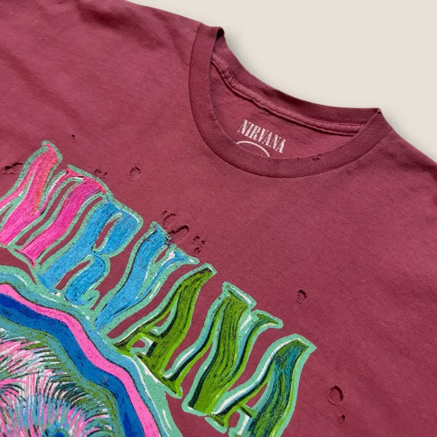 00s Nirvana 정식 라이선스 홀 데미지 티셔츠 XL