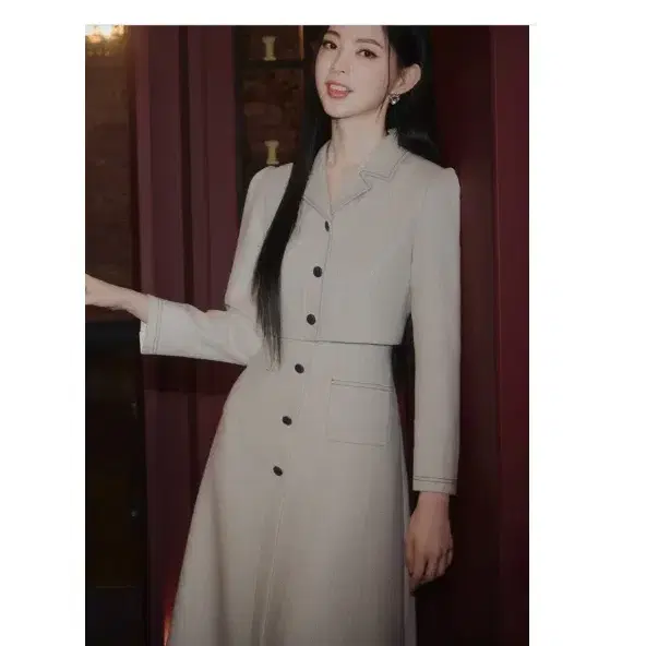 잇미샤 it michaa 오픈 카라 스티치 원피스 55사이즈 정품