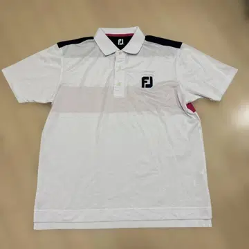 FootJoy 골프 피케 셔츠 화이트 네이비 핑크