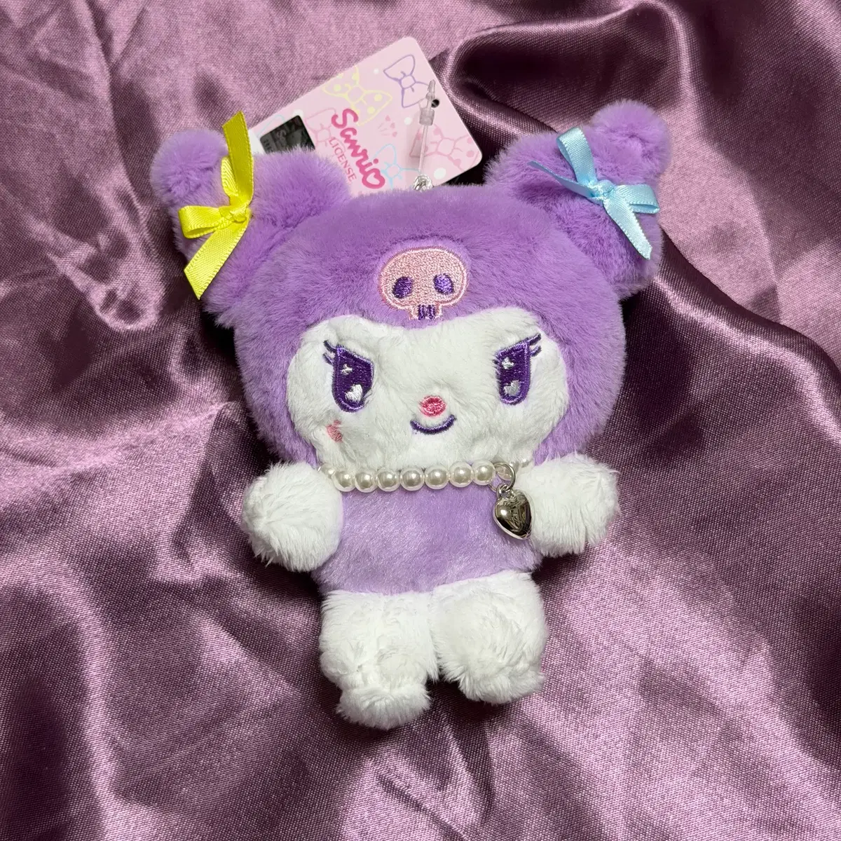 산리오 쿠로미 진주 하트 인형 13cm
