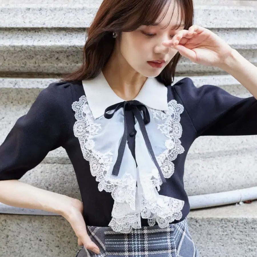 Toccocloset 토코클로젯 레이스 리본니트 스나계 호비계