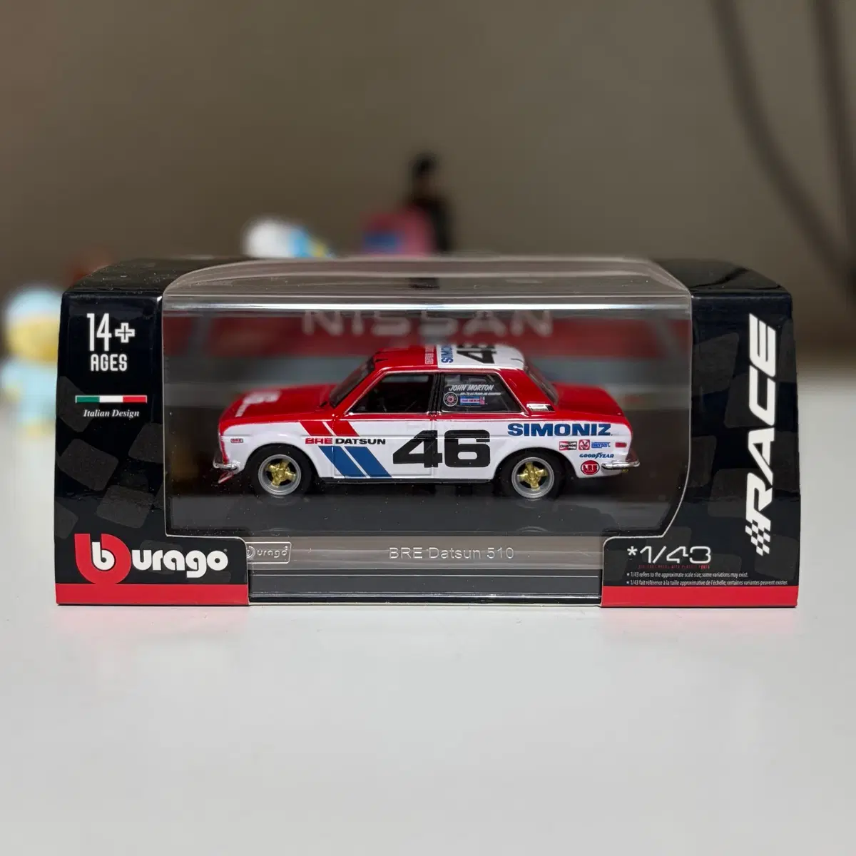 1:43 부라고 BRE Datsun 510 레이싱 미니카 다이캐스트