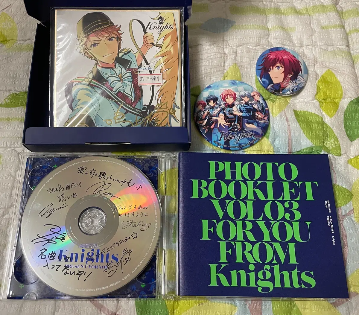 앙스타 나이츠 초회한정 사인 CD 앨범 특전 츠카사 캔뱃지 아라시 색지 일괄