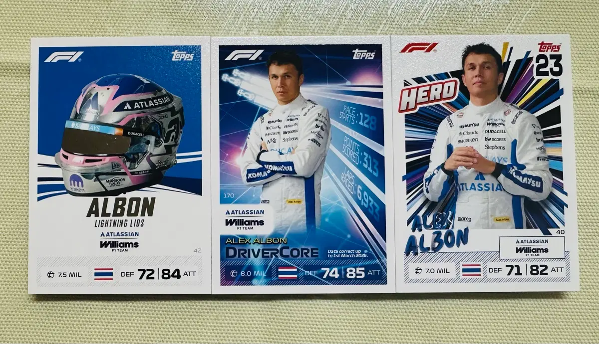 2026 F1 탑스 터보 어택 알렉스 알본 카드 일괄