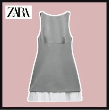 ZARA 자라 콤비 포플린 숏 원피스 XS 그레이 레이어드