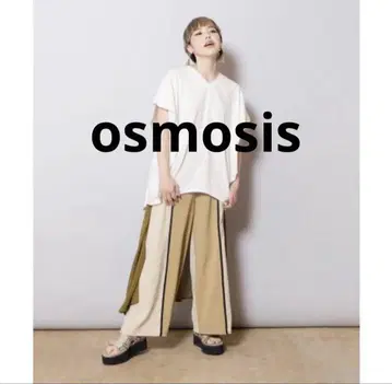 오즈모시스 쉬폰 레이어드 절개 팬츠 와이드 팬츠 여성용 로프